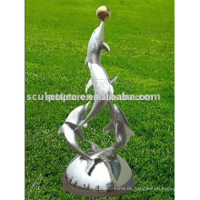 Dolphin Play Ball Moderne Edelstahl Skulptur